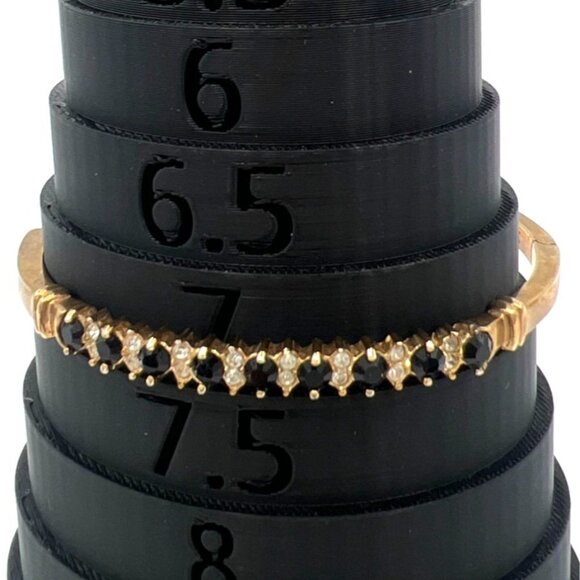 Vintage Hinged Bangle Bracelet Gold Tone Black & Clear Rhinestones - Picture 4 of 10